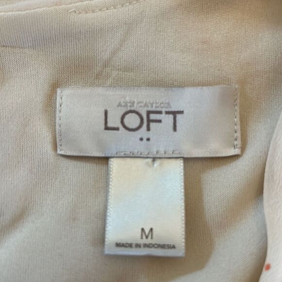 Loft cream pink polka dot ruffle sleeveless blouse Size M - Picture 8 of 10